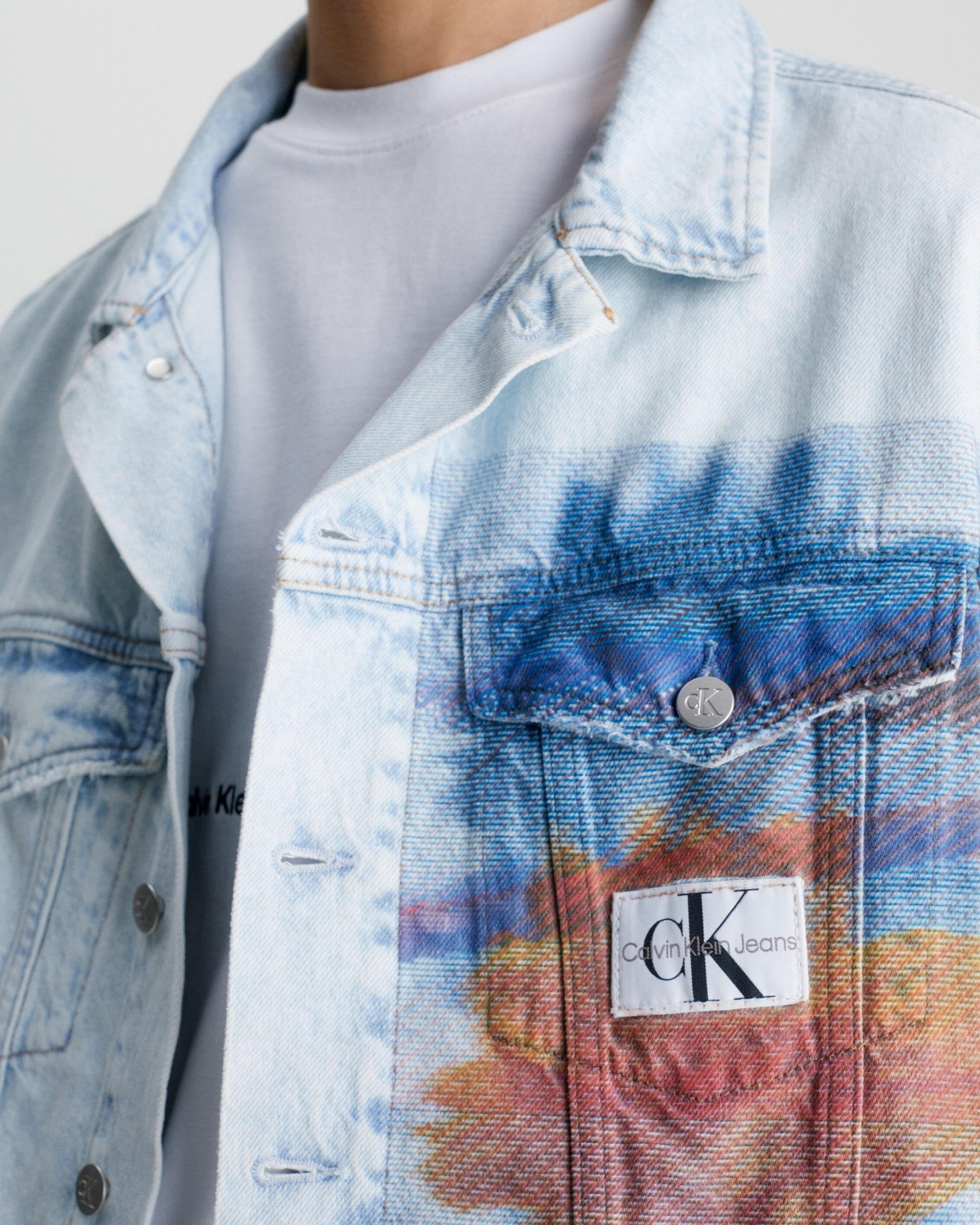 Calvin klein printed denim jacket online