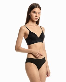 EMBOSSED ICON MICRO LIGHTLY LINED DEMI BRA, Black, hi-res