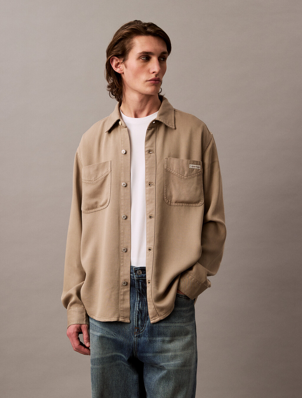 Soft Overdye Twill Overshirt, ALUMINUM, hi-res