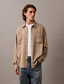 Soft Overdye Twill Overshirt, ALUMINUM, hi-res