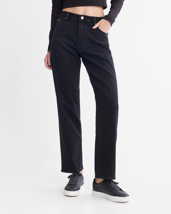 Luxe Lined 90S Straight Black Jeans