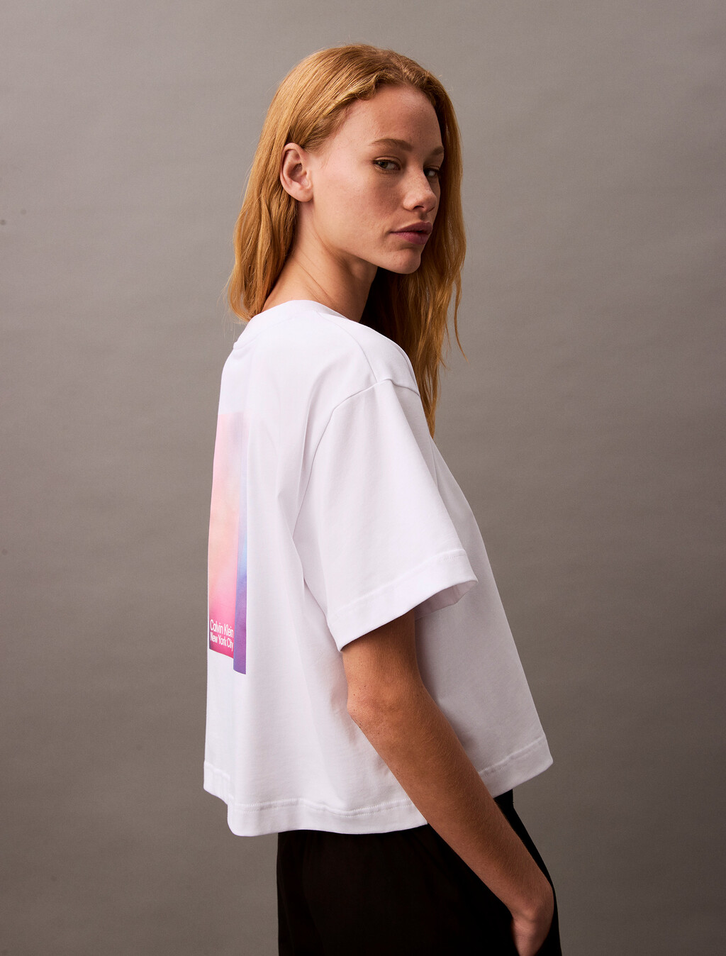 Cropped Iridescent Print T-shirt, Brilliant White, hi-res