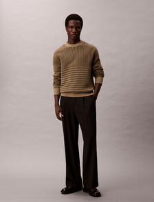 Wool Blend Patterned Crewneck Jumper, Smokey Olive, hi-res