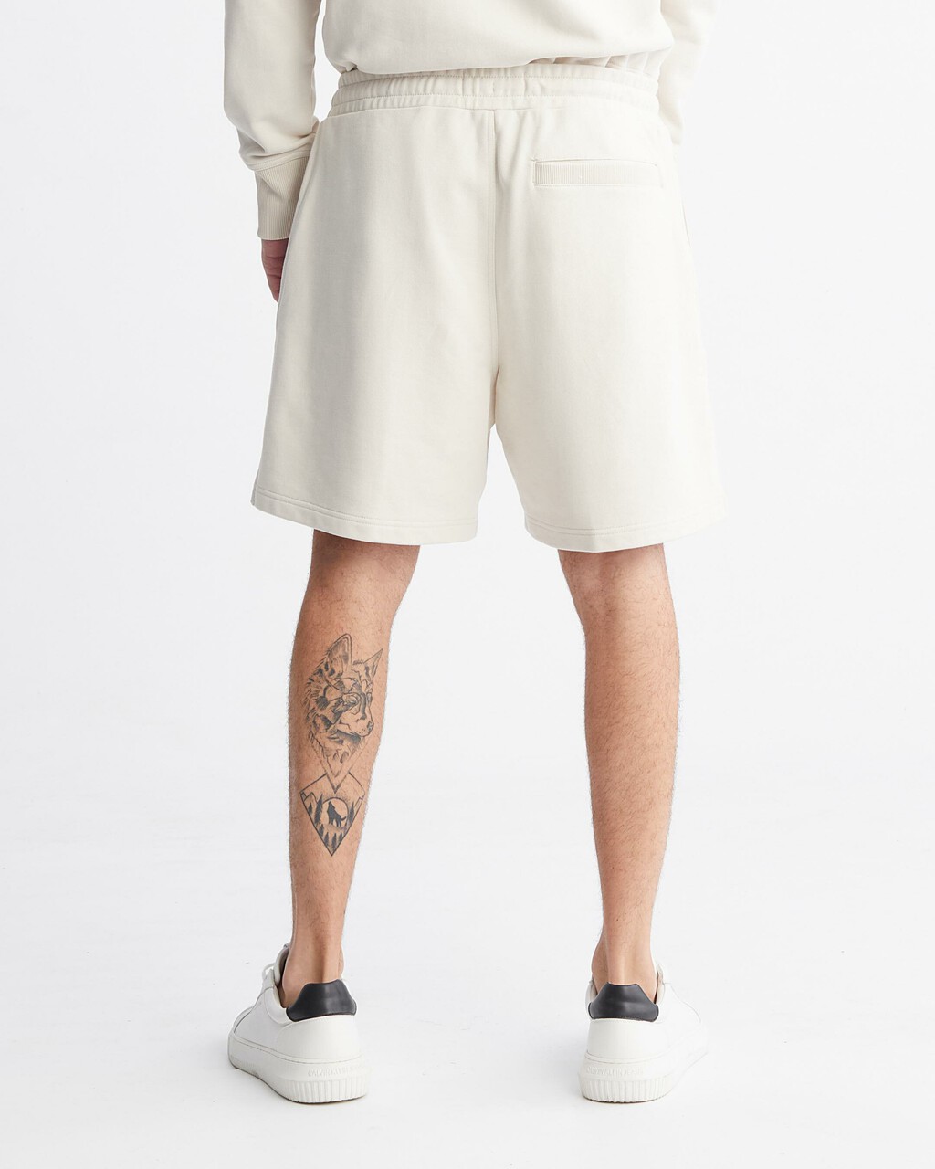 Varsity Curved Logo Sweat Shorts, Eggshell, hi-res
