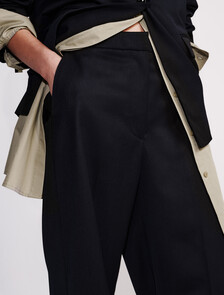 Wool Blend Tailored Pants, Black, hi-res