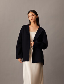 Double Face Cashmere Wool Short Coat, Black Beauty, hi-res