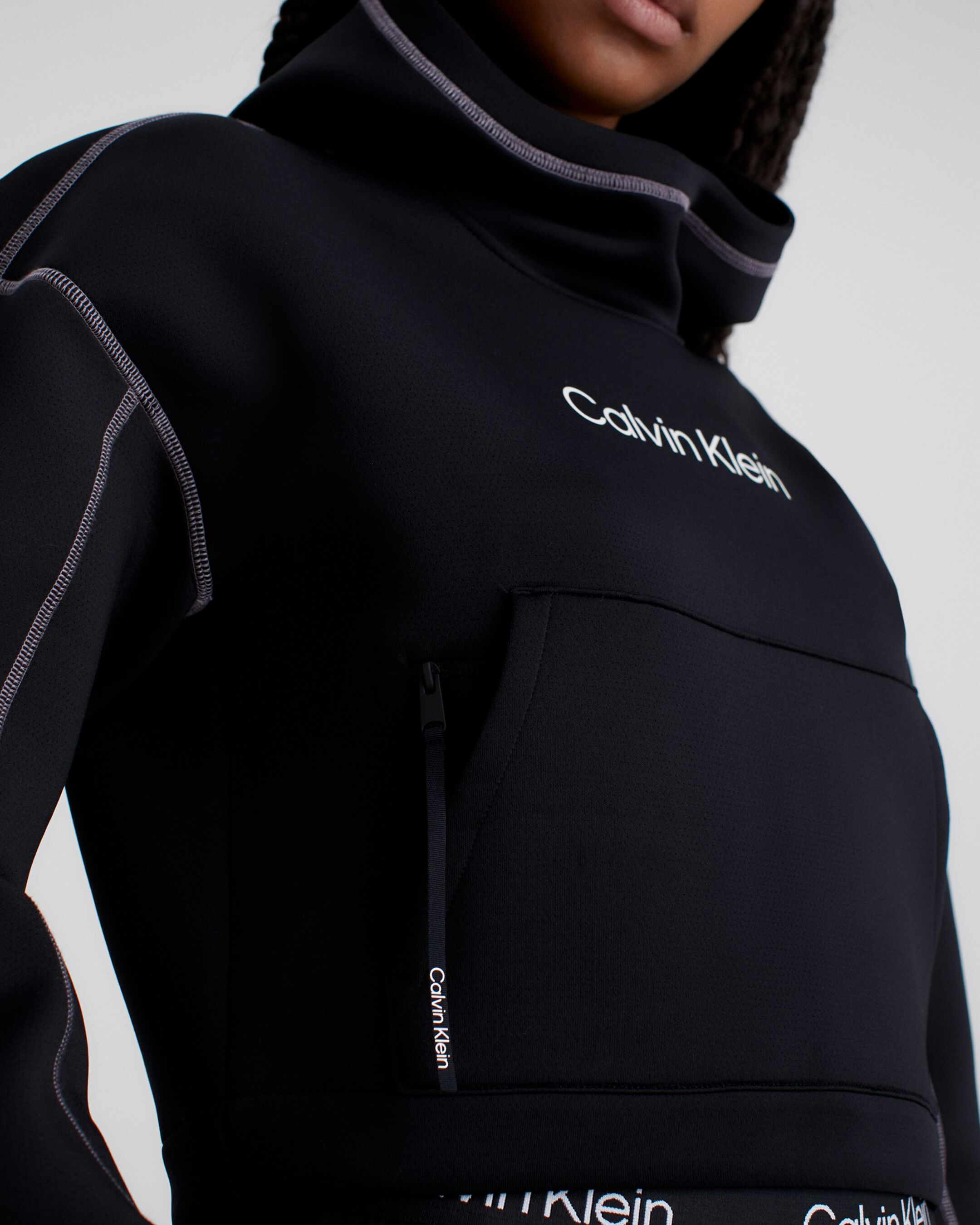 Calvin klein cropped logo hoodie store