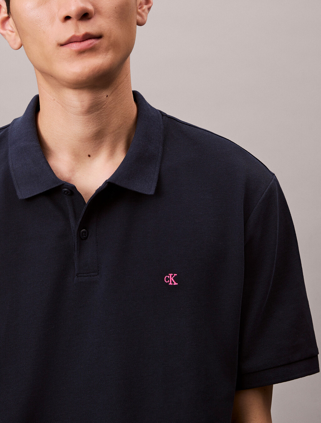 Monogram Cotton Pique Polo, Dark Sapphire, hi-res