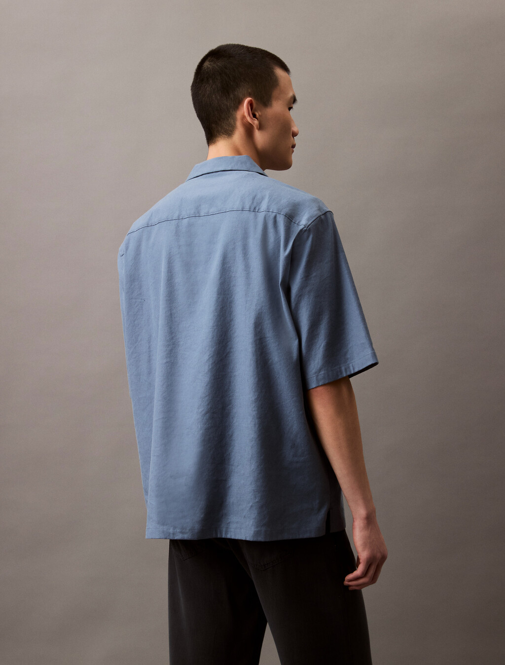 Relaxed Linen Lyocell Shirt, Bluefin, hi-res