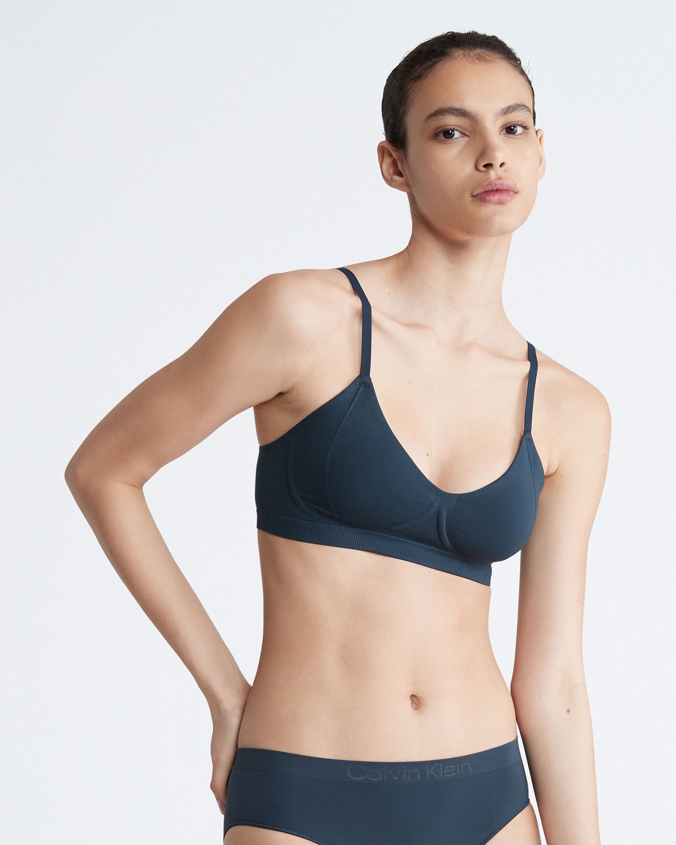Calvin klein tonal logo lightly lined bralette on sale