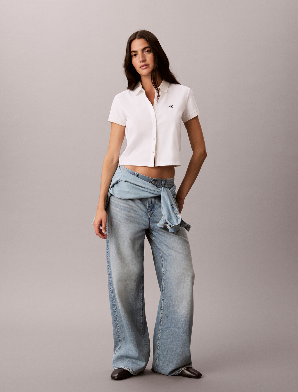 Cooling Jersey Cropped Polo, Bright White, hi-res