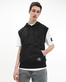 Monogram Badge Sleeveless Hoodie, Ck Black, hi-res