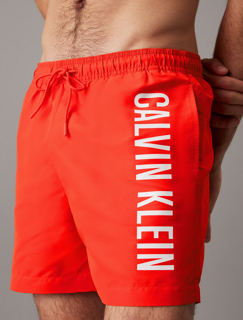 Medium Drawstring Swim Shorts - Intense Power, Flaming Chili, hi-res