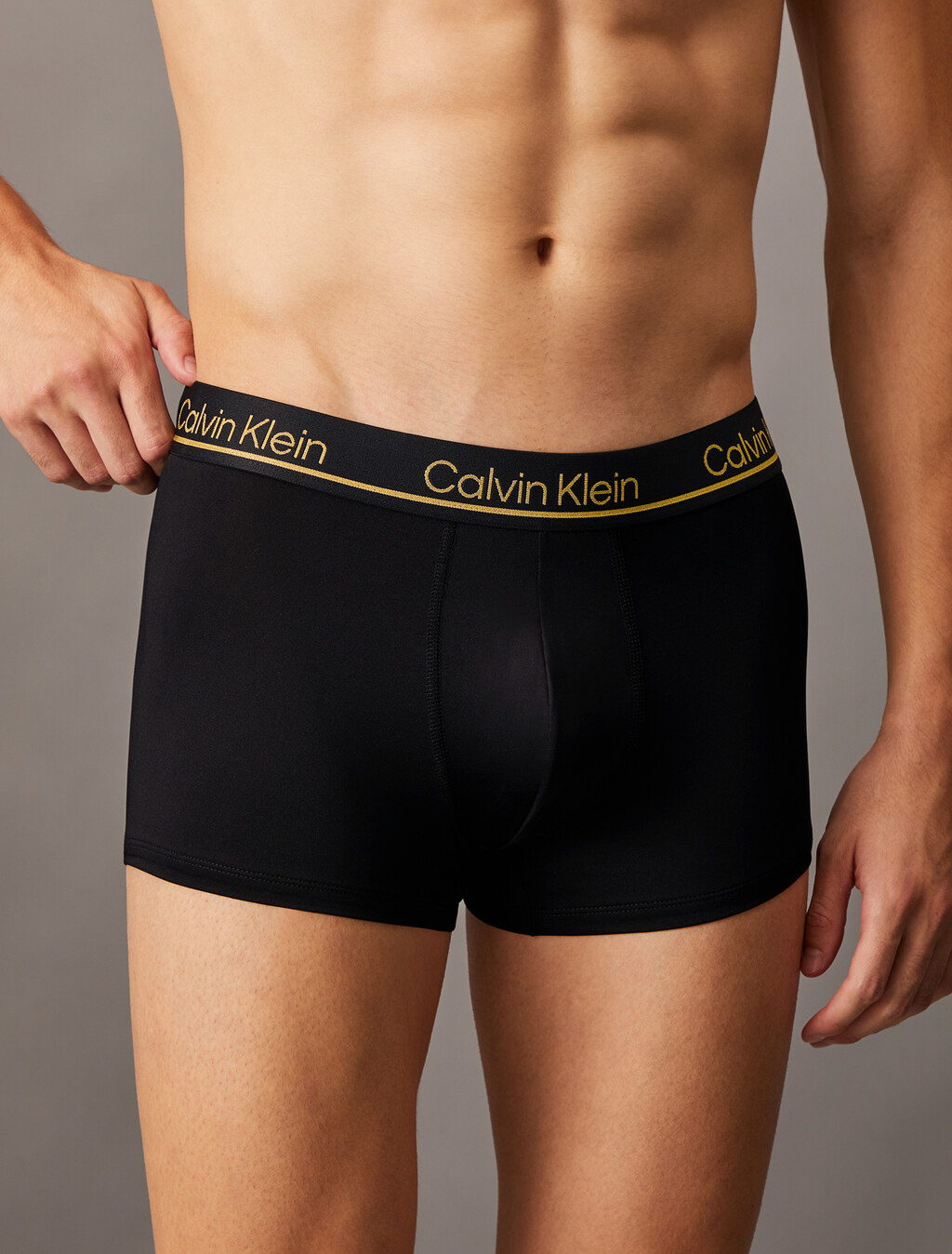 CK Micro Plus Holiday Low Rise Trunks 3 Pack, black w gold, hi-res