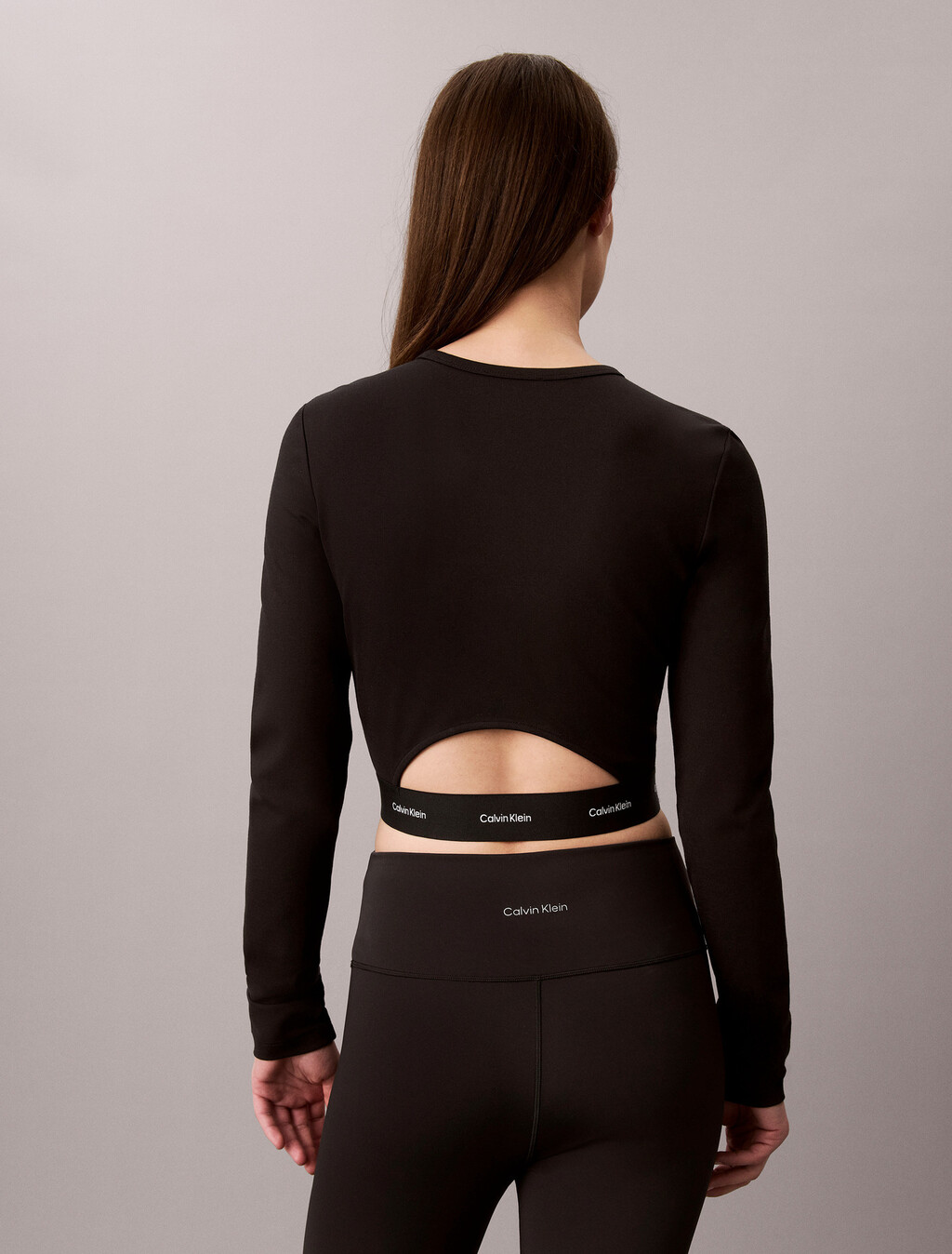 Logo Band Cropped Long Sleeve Top, Black, hi-res