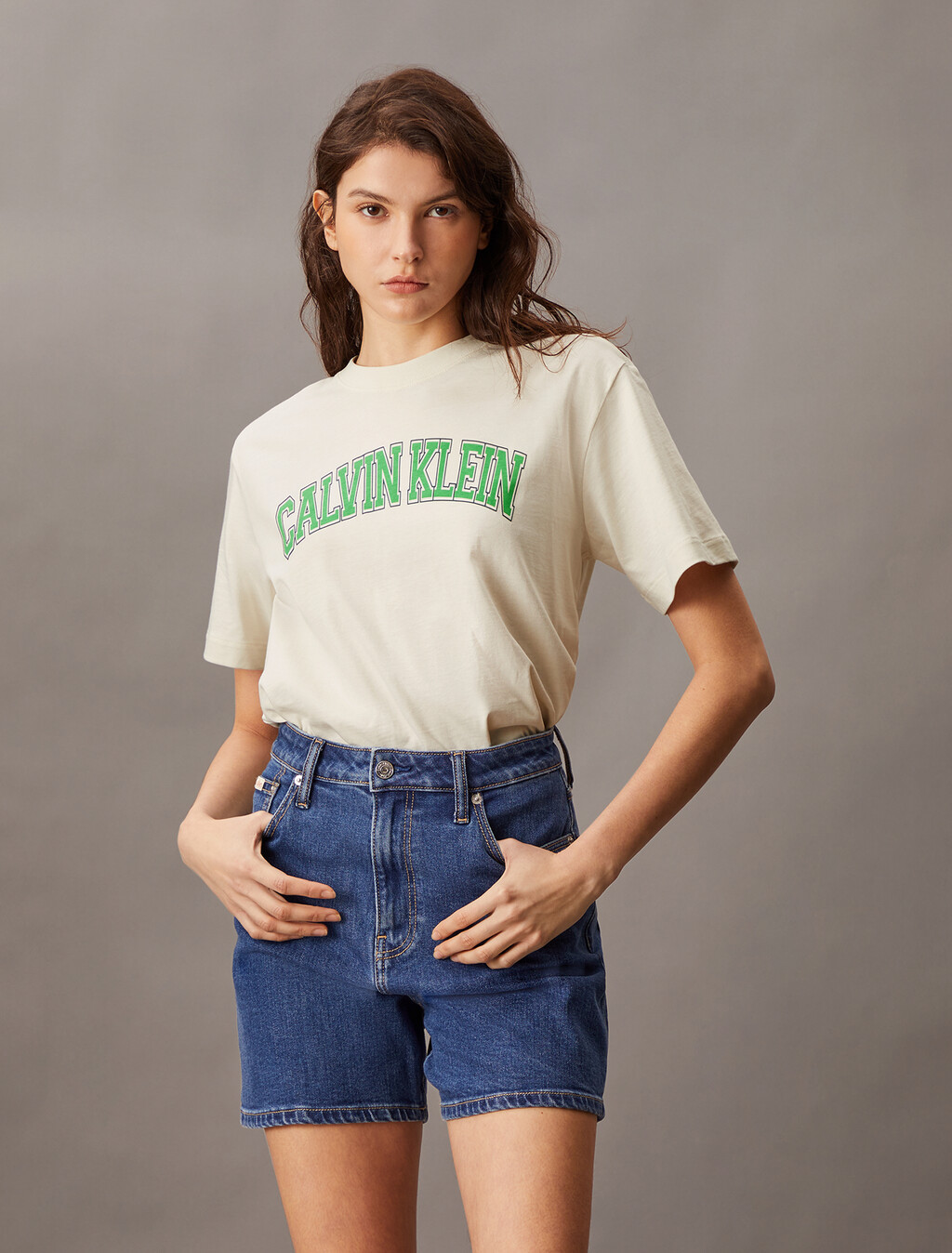 Standard Logo Boxy Varsity Tee, Tofu, hi-res