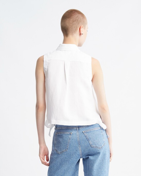 Summer Textures Side Tie Sleeveless Shirt