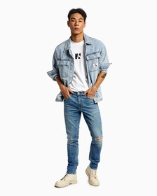 CLIMATE TECH BODY SKINNY JEANS, Light Blue Dstr, hi-res