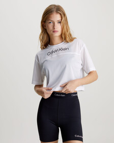 Mesh Cropped Gym T-Shirt, BRILLIANT WHITE, hi-res