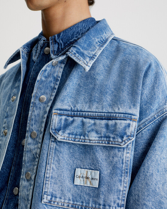 Oversized Short Sleeve Denim Shirt