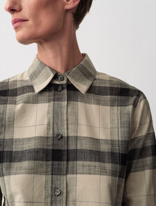 Scarlett Plaid Button-Down Shirt, Black, hi-res