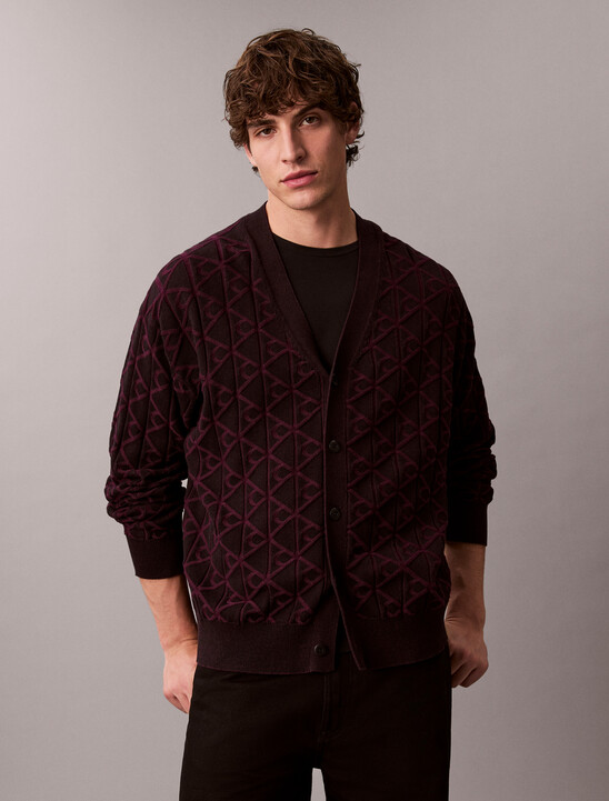 Allover Emblem Logo Relaxed Cardigan