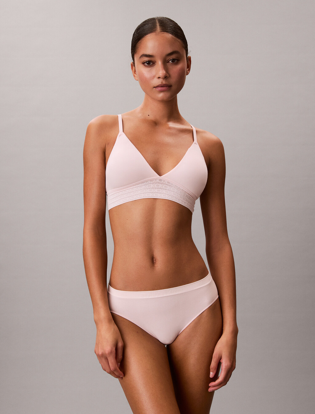 Cotton Stretch Lace Lightly Lined Triangle Bralette, NYMPHS THIGH, hi-res