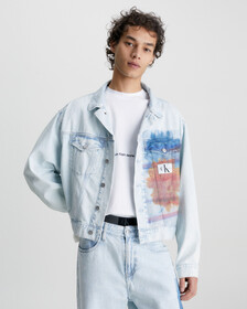 Oversized Printed Denim Jacket, Denim Light, hi-res