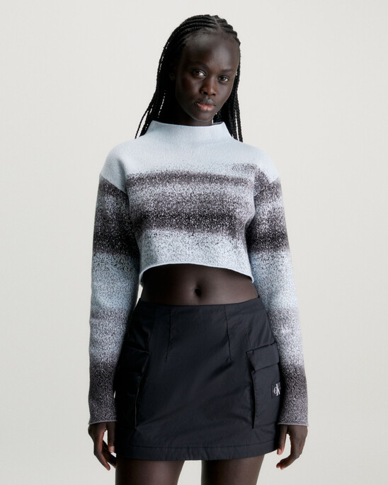 Cropped Jacquard Knit Jumper