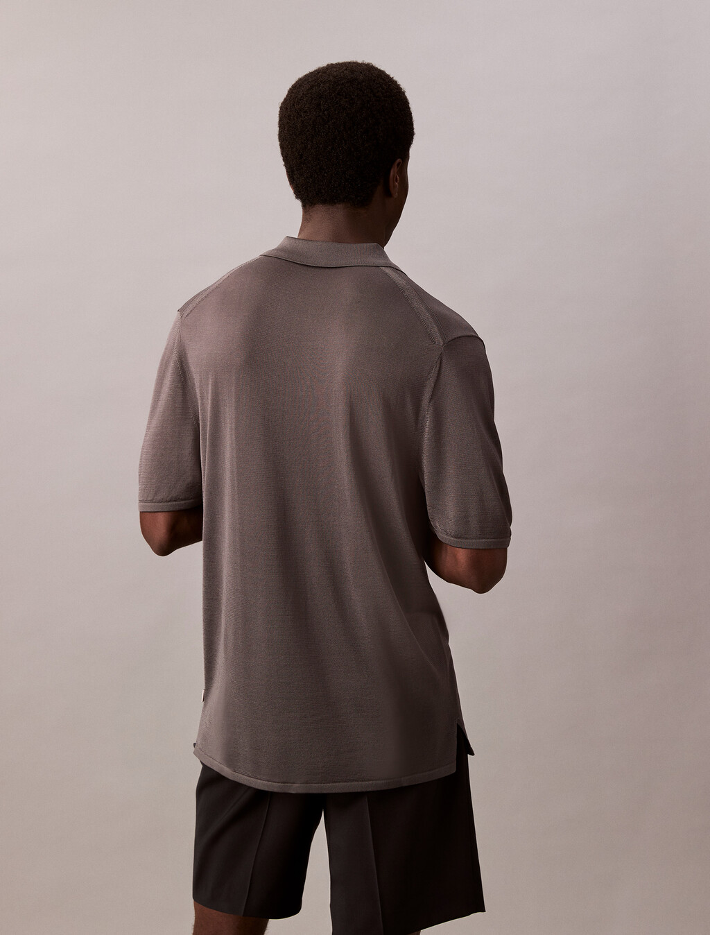 Sheer Polo Jumper, Gray Pinstripe, hi-res