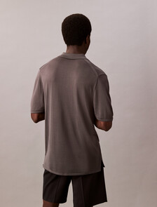 Sheer Polo Jumper, Gray Pinstripe, hi-res