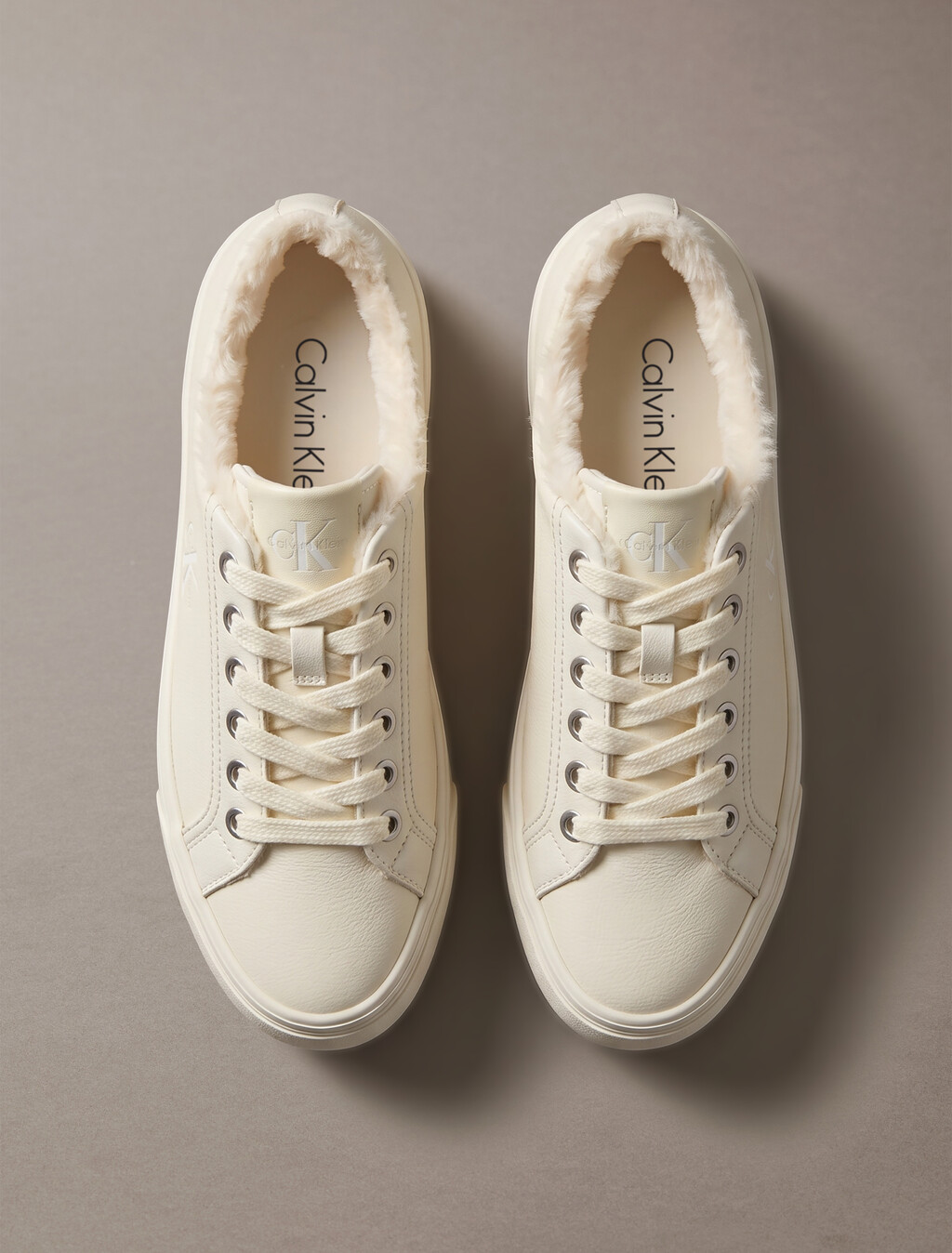 Leather Signature Platform Trainers, Marshmallow, hi-res
