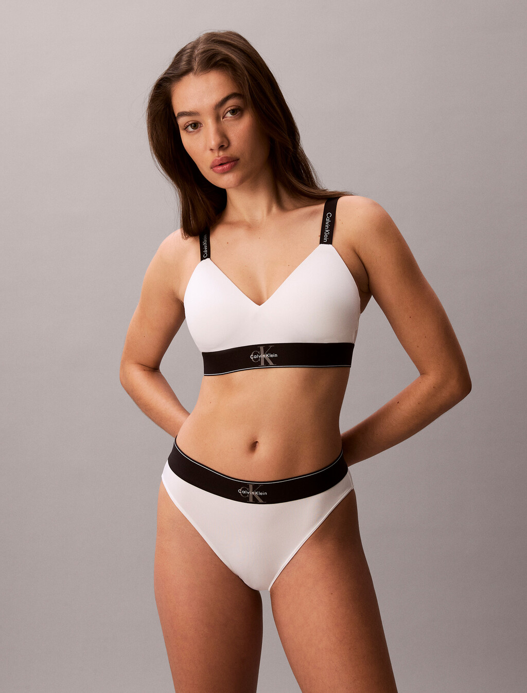 Lightly Lined Bralette - Graphic Monogram Microfibre Stretch, White, hi-res