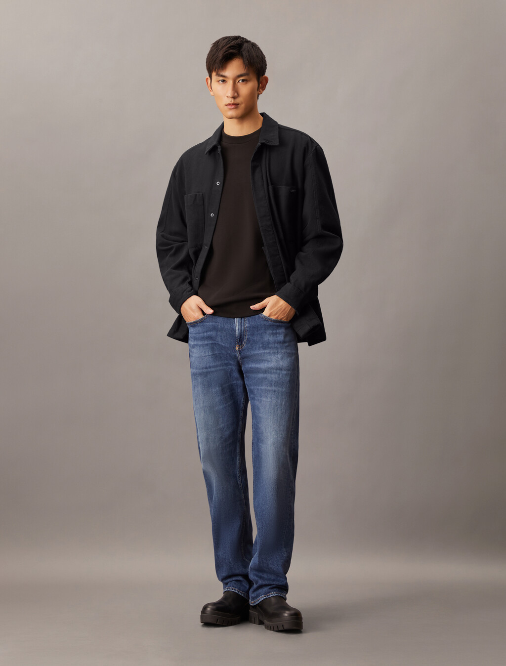 Relaxed Flannel Shirt Jacket, Ck Black, hi-res