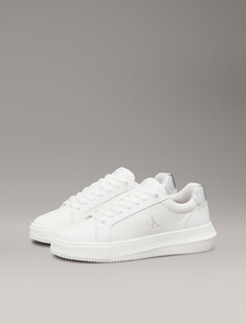 Leather Trainers, Bright White/Silver, hi-res