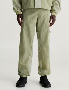 Relaxed Nylon Cargo Pants, Oil Green, hi-res