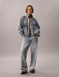 Cropped Denim Utility Jacket, TATTERED LAPIS, hi-res