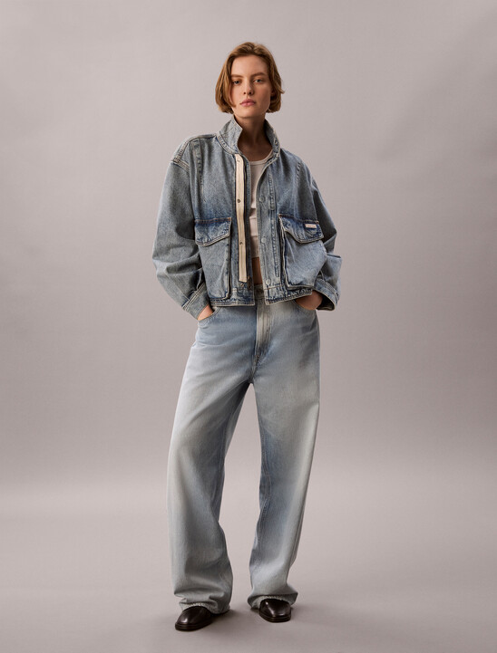 Cropped Denim Utility Jacket