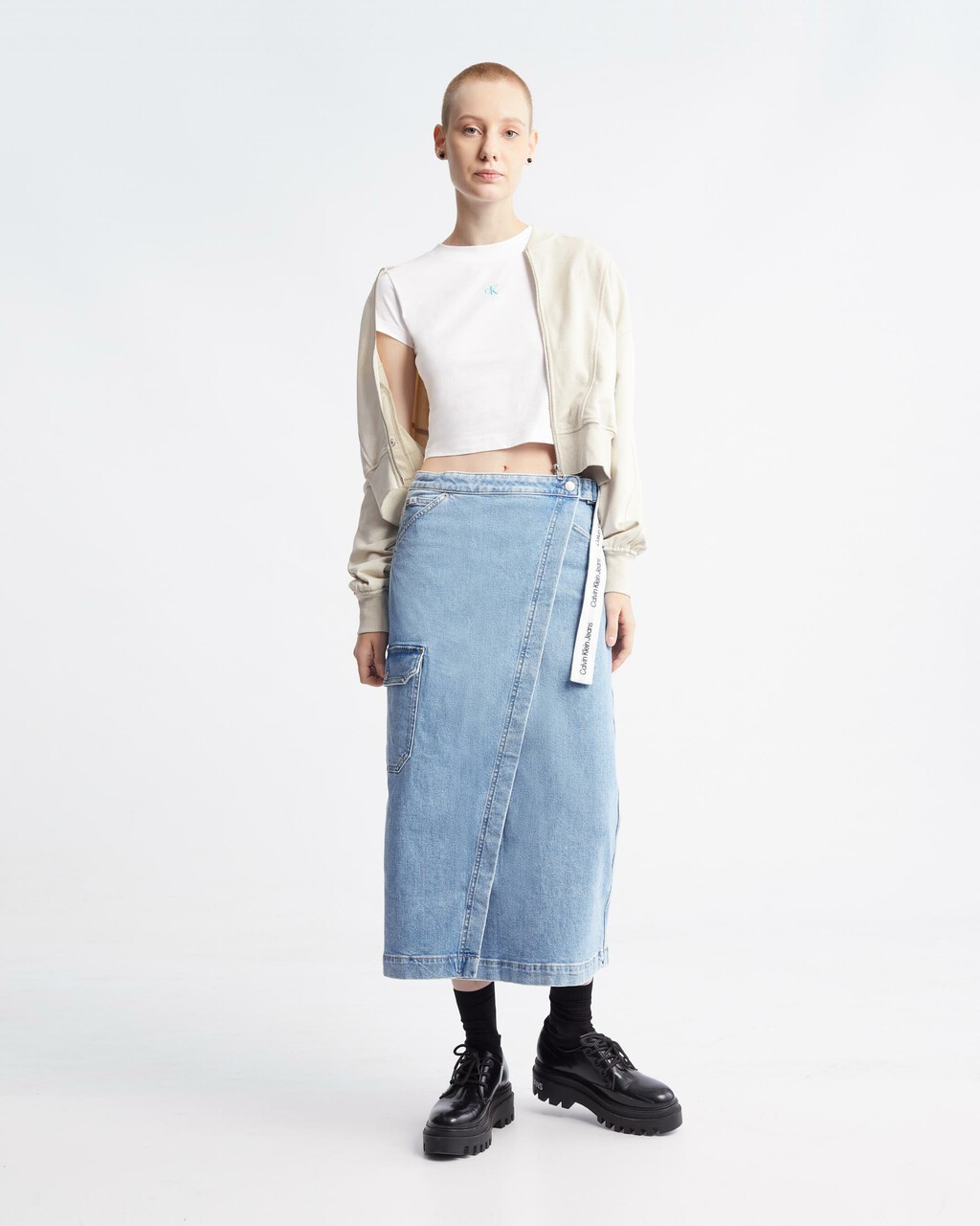 Wrapround Maxi Denim Skirt, Lgiht Blue Lg Belt, hi-res