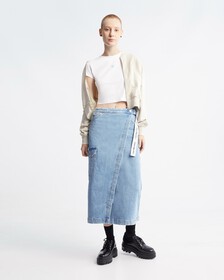 Wrapround Maxi Denim Skirt, Lgiht Blue Lg Belt, hi-res