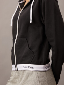 Icon Cotton Zip Through Hoodie, Black, hi-res