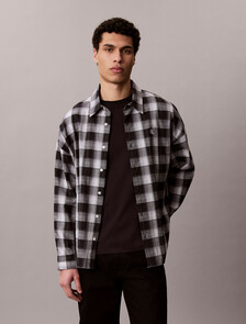 Relaxed Cotton Shirt, Black, hi-res