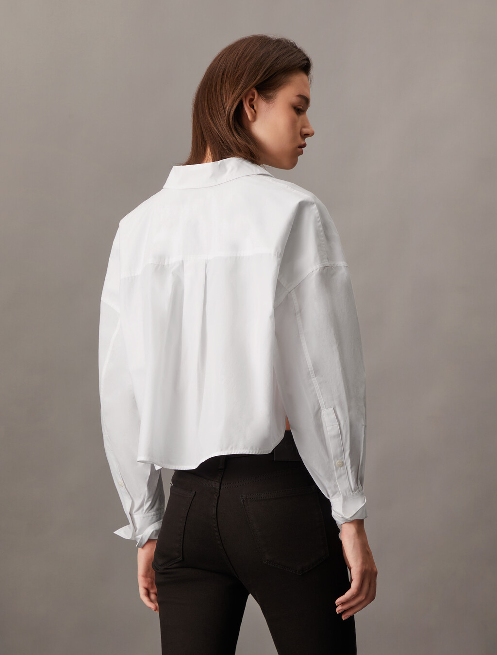 Cropped Stripe Shirt, Bright White, hi-res
