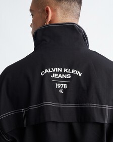 Varsity Curved Logo Stand Collar Jacket, Ck Black, hi-res