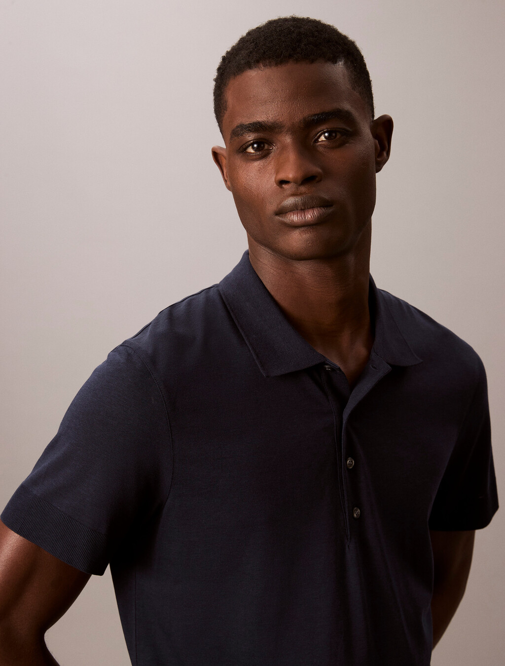 Fine Knit Lyocell Blend Polo Shirt, Dark Sapphire, hi-res