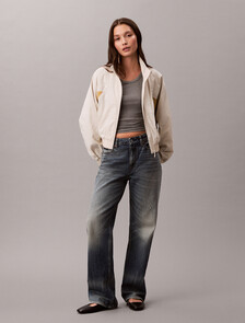 Cropped Colour Block Nylon Jacket, Chalk / Antelope, hi-res