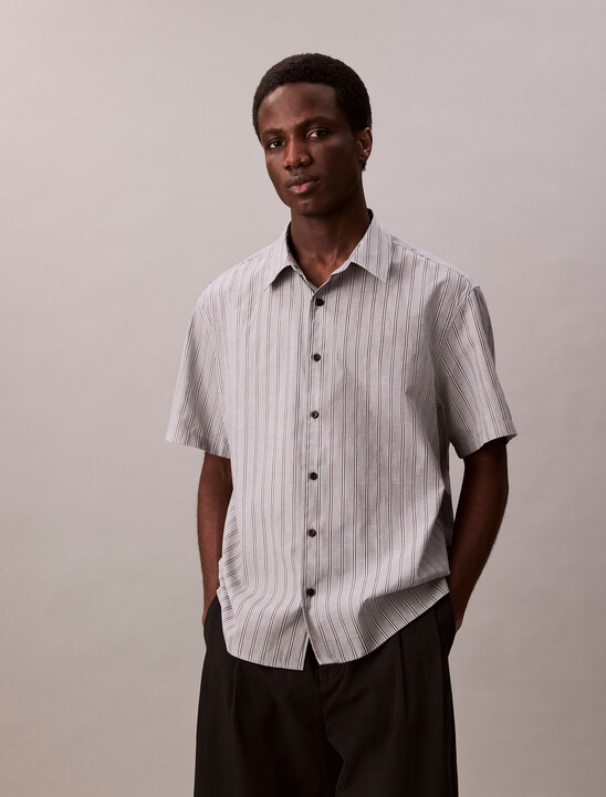 Textured Stripe Short Sleeve Shirt