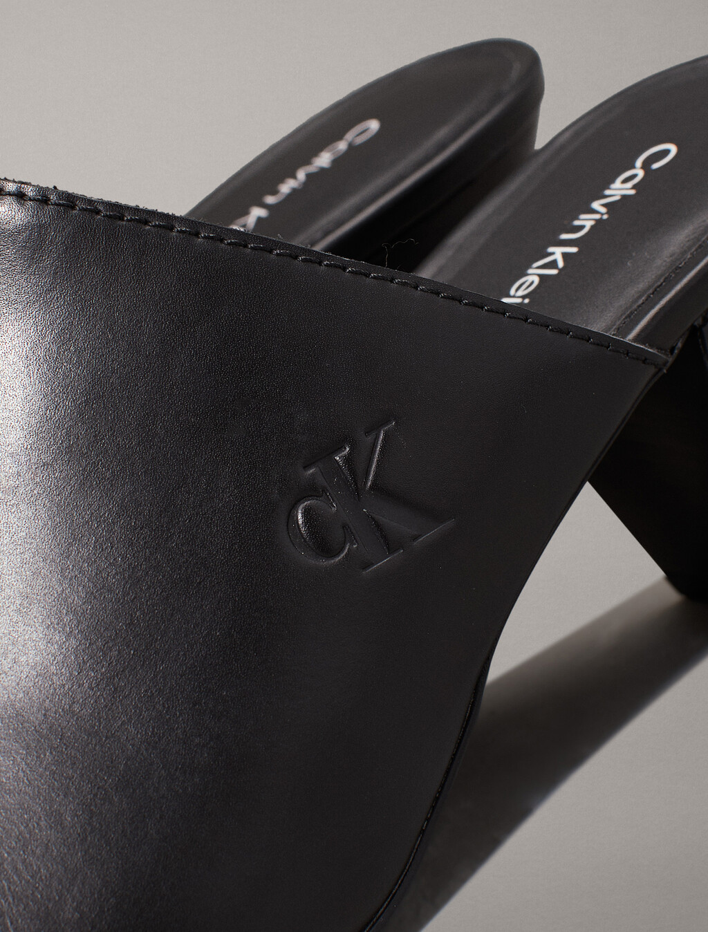 Leather Cone Heel Mules, Triple Black, hi-res
