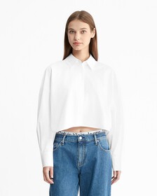 Cropped Shirt, Bright White, hi-res
