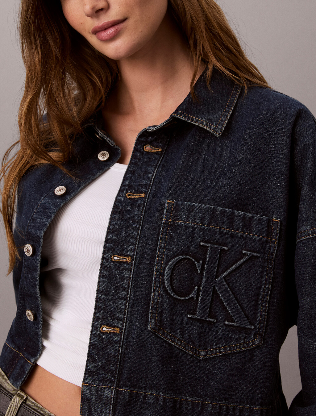 Cropped Denim Shirt, AUTUMN DUSK, hi-res